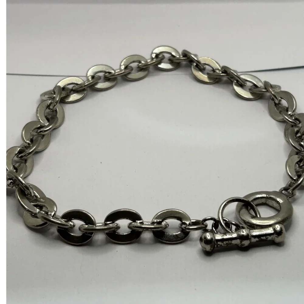 Men's Chunky Chain‎ Necklace Silver Tone Toggle Clasp Statement Industrial 17